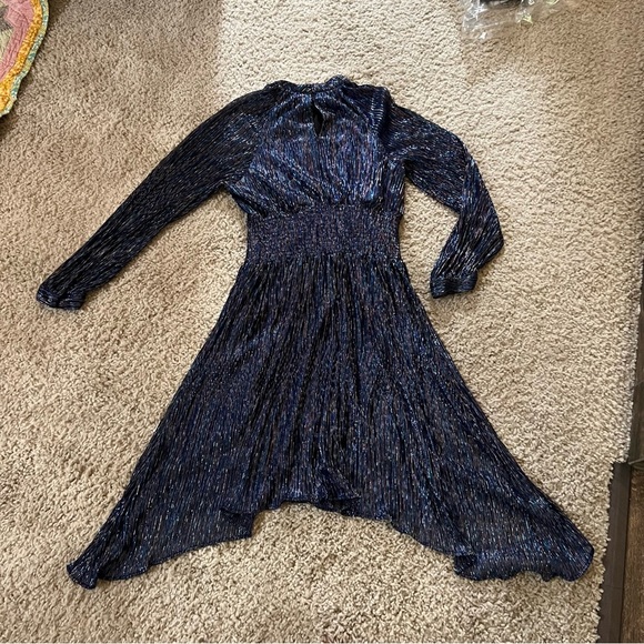 foxiedox Tazanna Shimmer Stripe Long Sleeve Cocktail Dress In Charcoal Multi - Picture 7 of 12